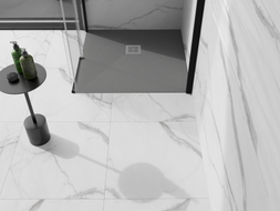 Mexen Stone+ composite square shower tray 90 x 90 cm, gray-concrete - 44619090