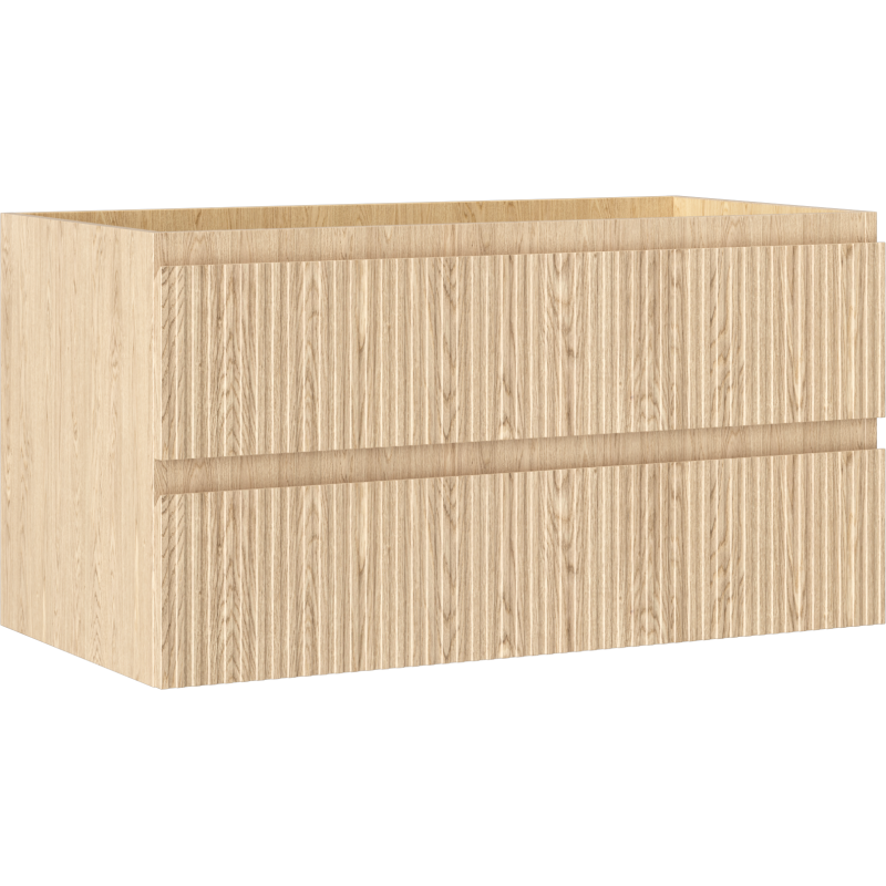 Mexen Rivel Badezimmerschrank 90 cm, 2 Schubladen, gerillt, Eiche - 91A20-09047-2-BFF81