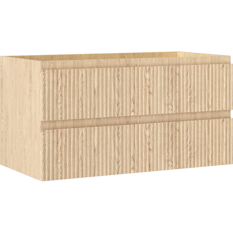 Mexen Rivel badkamerkastje onder de wastafel 90 cm, 2 lades, geribbeld, eik - 91A20-09047-2-BFF81