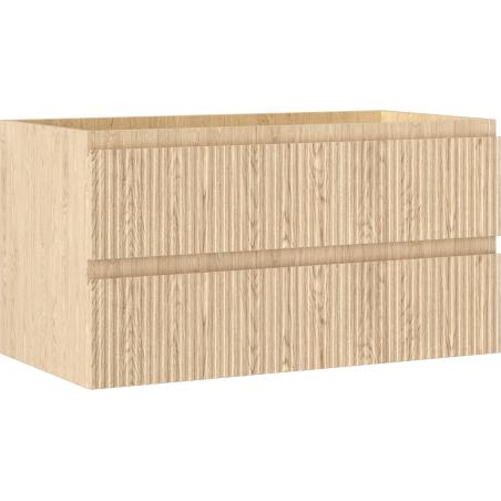 Mexen Rivel badkamerkastje onder de wastafel 90 cm, 2 lades, geribbeld, eik - 91A20-09047-2-BFF81