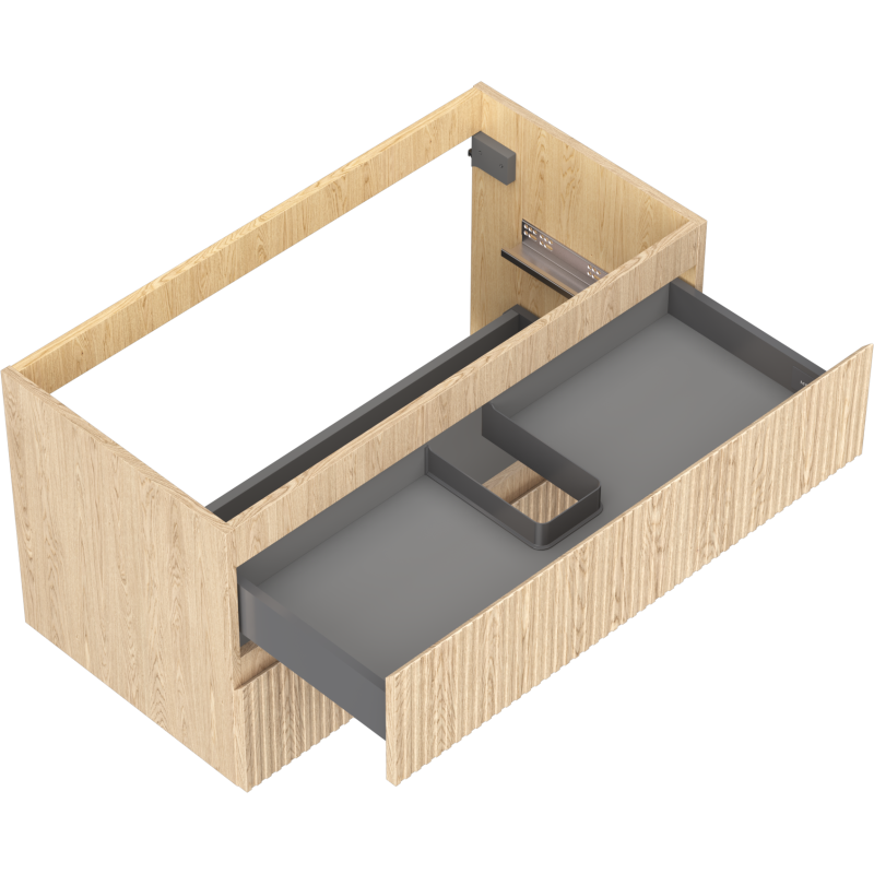 Mexen Rivel Badezimmerschrank 90 cm, 2 Schubladen, gerillt, Eiche - 91A20-09047-2-BFF81