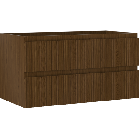 Mexen Rivel Badezimmerschrank für Waschbecken 90 cm, 2 Schubladen, geriffelt, Nussbaum - 91A20-09047-2-BFF86