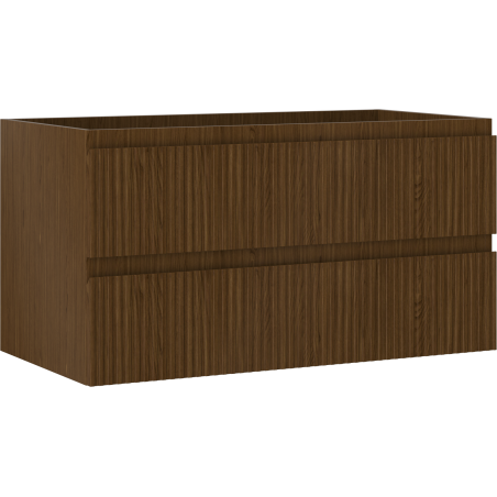 Mexen Rivel badkamerkast onder de wastafel 90 cm, 2 lades, geribbeld, walnoot - 91A20-09047-2-BFF86