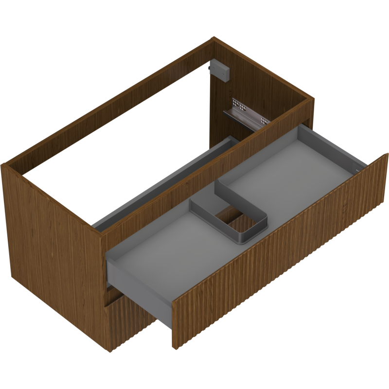 Mexen Rivel Badezimmerschrank für Waschbecken 90 cm, 2 Schubladen, geriffelt, Nussbaum - 91A20-09047-2-BFF86