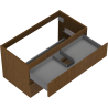 Mexen Rivel Badezimmerschrank für Waschbecken 90 cm, 2 Schubladen, geriffelt, Nussbaum - 91A20-09047-2-BFF86