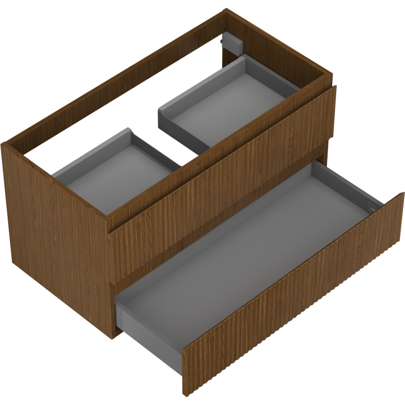 Mexen Rivel mobile bagno sotto lavabo 90 cm, 2 cassetti, scanalato, noce - 91A20-09047-2-BFF86