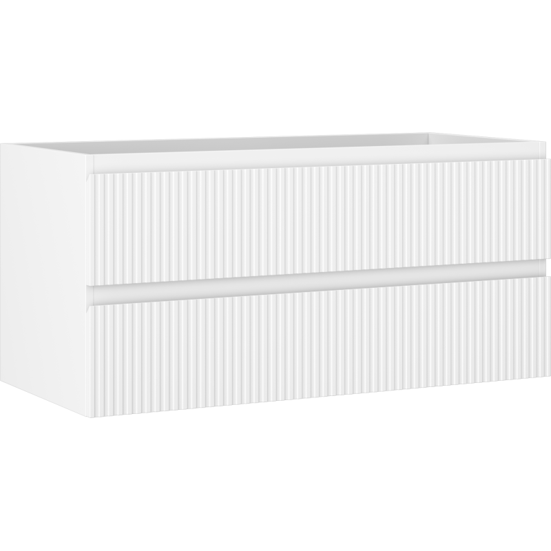 Mexen Rivel szafka łazienkowa podumywalkowa 100 cm, 2 szuflady, ryflowana , biała mat - 91A20-10047-2-BFF01