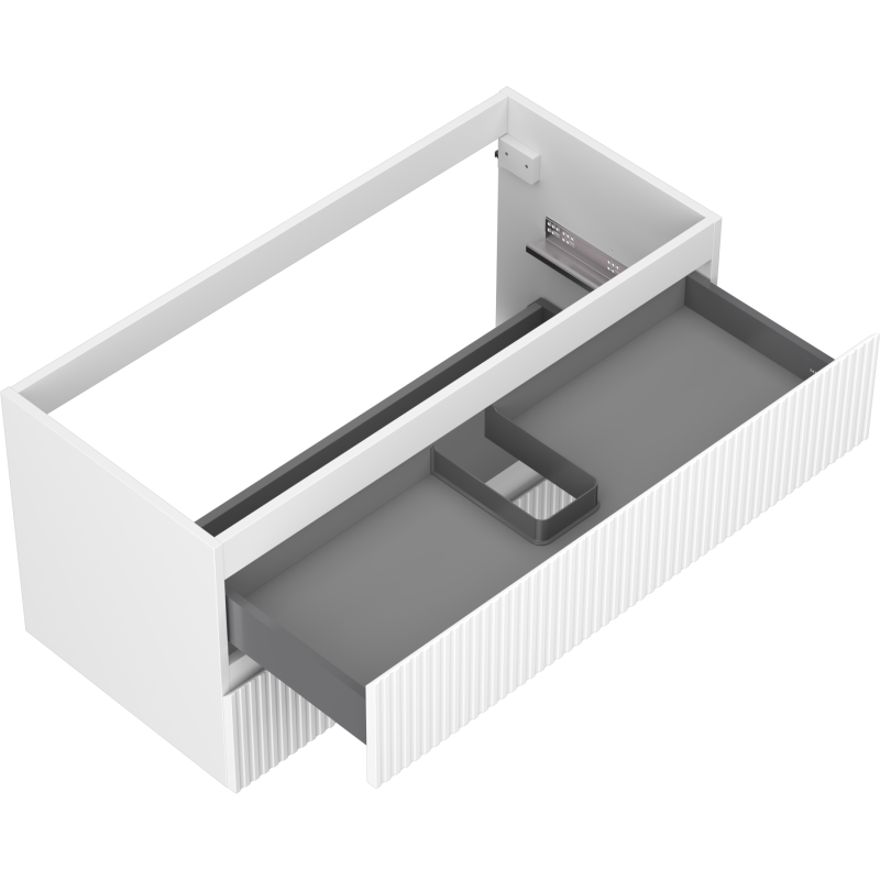 Mexen Rivel meuble de salle de bains sous lavabo 100 cm, 2 tiroirs, rainuré, blanc mat - 91A20-10047-2-BFF01