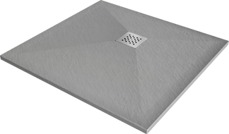 Mexen Stone+ composite square shower tray 90 x 90 cm, gray-concrete - 44619090