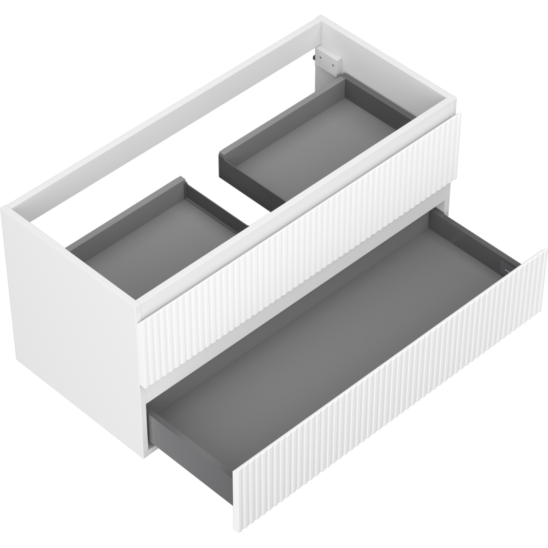 Mexen Rivel mueble de baño bajo lavabo de 100 cm, 2 cajones, acanalado, blanco mate - 91A20-10047-2-BFF01