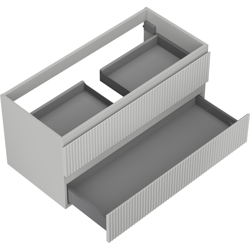 Mexen Rivel gabinete de baño para lavabo 100 cm, 2 cajones, acanalado, gris mate - 91A20-10047-2-BFF62