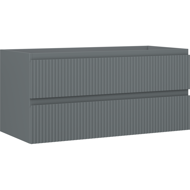 Mexen Rivel Badezimmerschrank unter dem Waschbecken 100 cm, 2 Schubladen, geriffelt, Graphit Matt - 91A20-10047-2-BFF66
