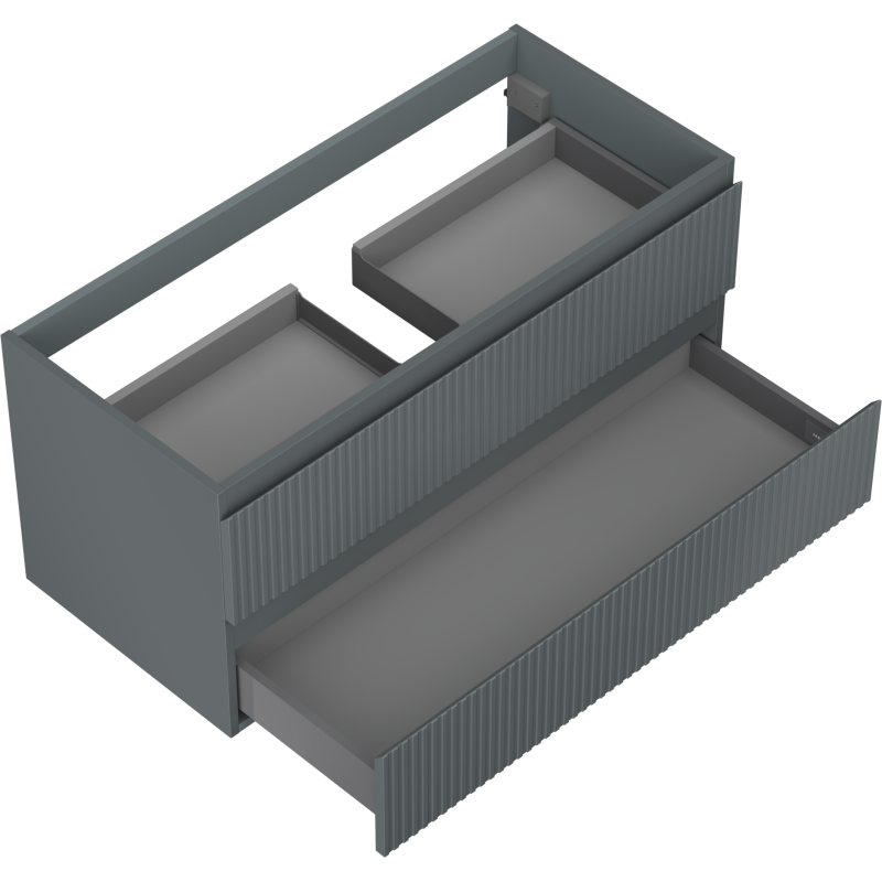 Mexen Rivel armário de casa de banho para lavatório 100 cm, 2 gavetas, canelado, grafite mate - 91A20-10047-2-BFF66