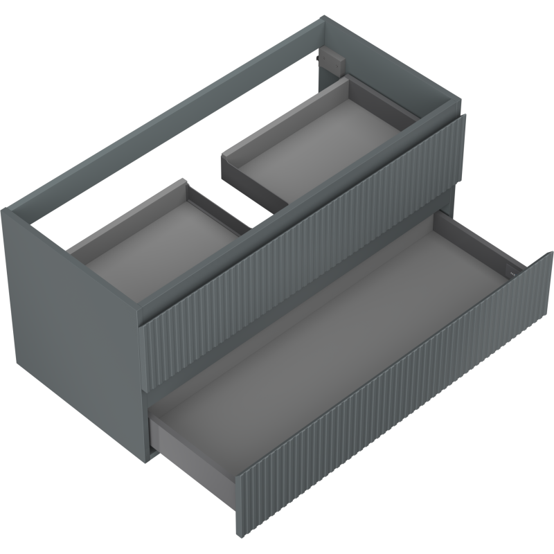 Mexen Rivel badkamerkast onder de wastafel 100 cm, 2 lades, geribbeld, mat grafiet - 91A20-10047-2-BFF66