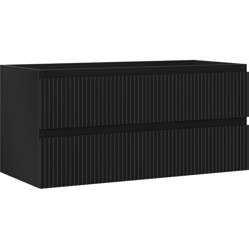 Mexen Rivel badkamerkast onder wastafel 100 cm, 2 lades, geribbeld, zwart mat - 91A20-10047-2-BFF71