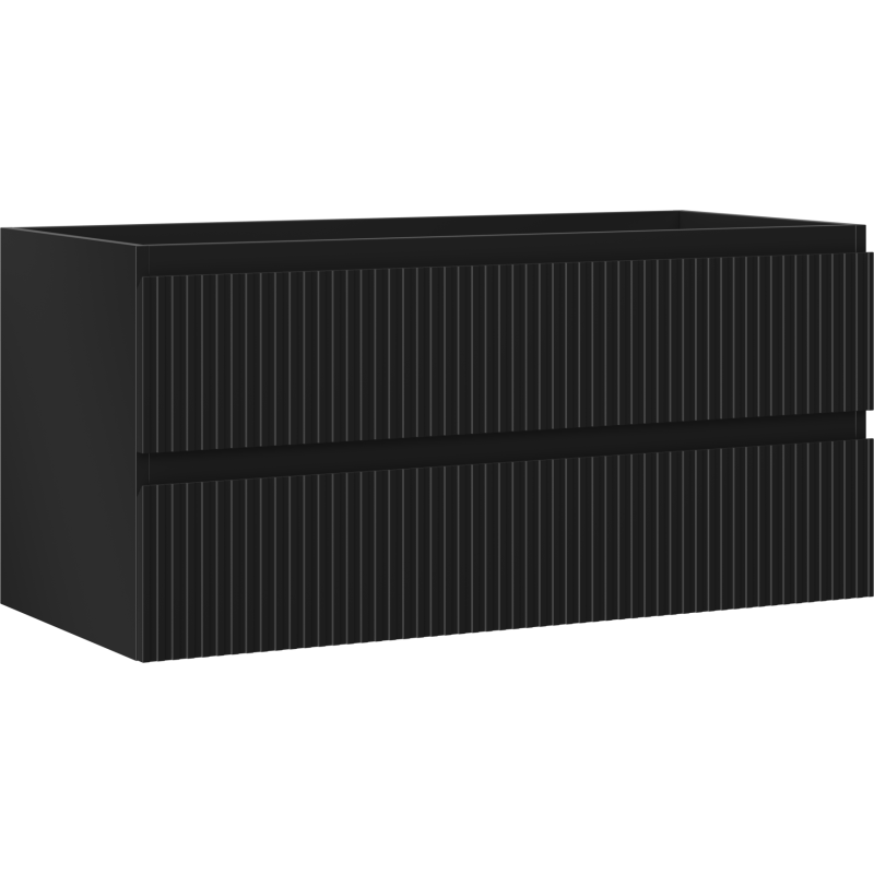Mexen Rivel mobile da bagno sottolavabo 100 cm, 2 cassetti, scanalato, nero opaco - 91A20-10047-2-BFF71