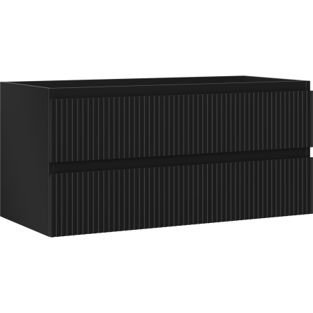 Mexen Rivel Badezimmerschrank für Waschtisch 100 cm, 2 Schubladen, geriffelt, schwarz matt - 91A20-10047-2-BFF71
