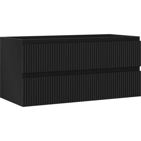 Mexen Rivel bathroom cabinet under sink 100 cm, 2 drawers, grooved, black matte - 91A20-10047-2-BFF71