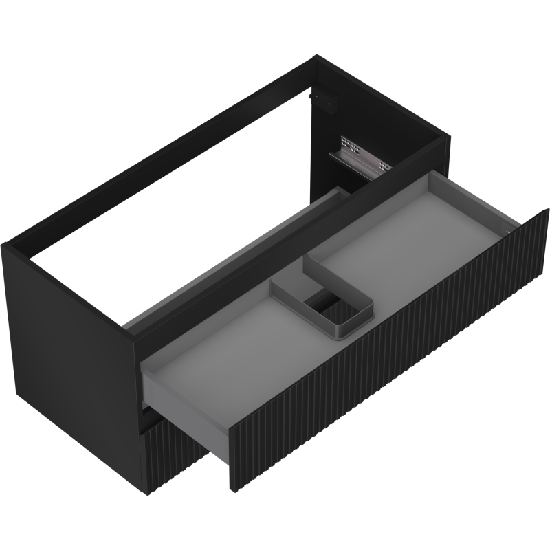 Mexen Rivel mobile da bagno sottolavabo 100 cm, 2 cassetti, scanalato, nero opaco - 91A20-10047-2-BFF71