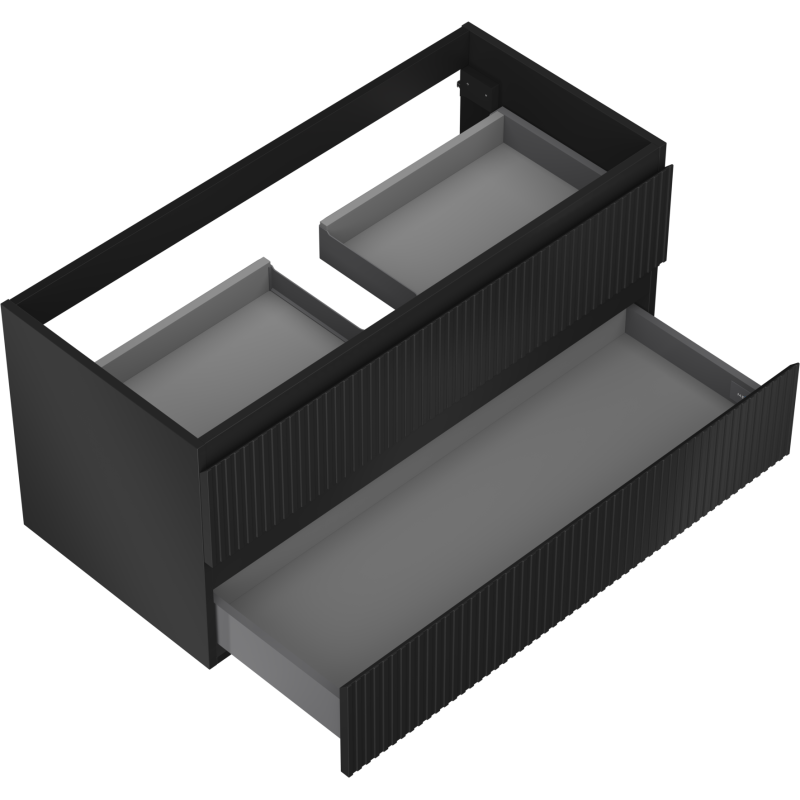 Mexen Rivel mobile da bagno sottolavabo 100 cm, 2 cassetti, scanalato, nero opaco - 91A20-10047-2-BFF71