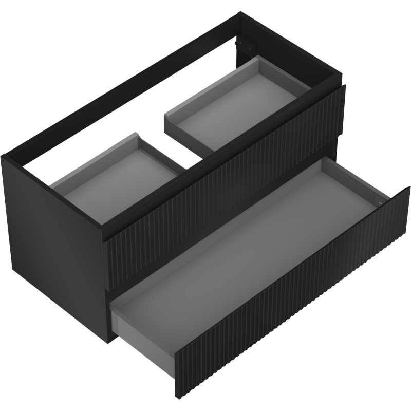 Mexen Rivel mueble de baño bajo lavabo 100 cm, 2 cajones, ranurado, negro mate - 91A20-10047-2-BFF71