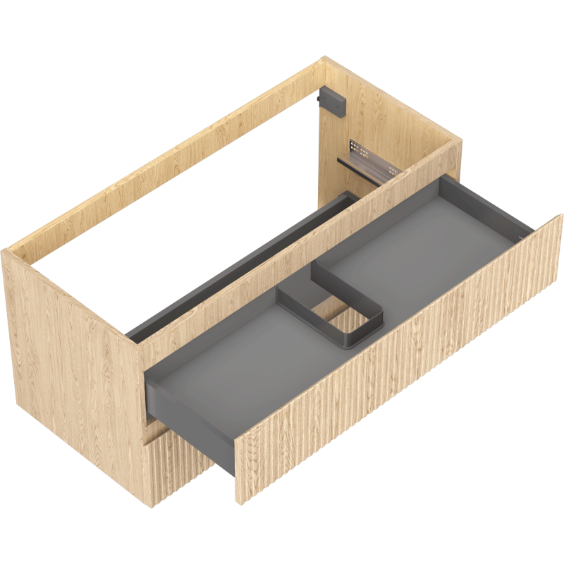 Mexen Rivel armário de casa de banho para lavatório 100 cm, 2 gavetas, canelado, carvalho - 91A20-10047-2-BFF81