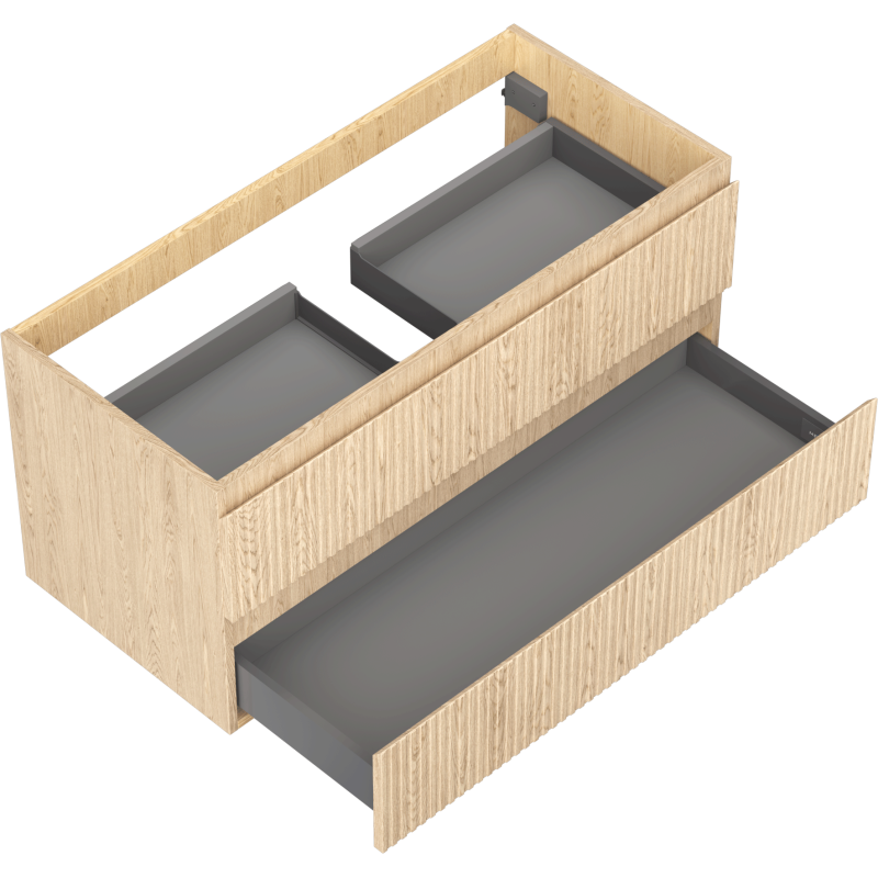 Mexen Rivel Badezimmer-Unterschrank 100 cm, 2 Schubladen, gerillt, Eiche - 91A20-10047-2-BFF81