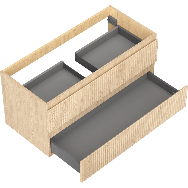 Mexen Rivel badrumsskåp under handfat 100 cm, 2 lådor, räfflad, ek - 91A20-10047-2-BFF81