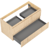 Mexen Rivel 100 cm Badezimmerschrank mit Waschbecken, 2 Schubladen, geriffelt, Eiche - 91A20-10047-2-BFF81