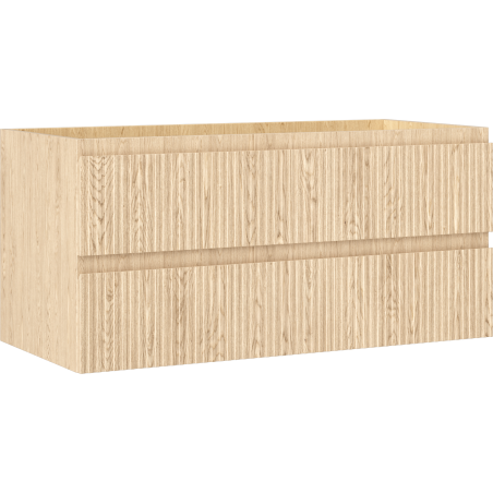Mexen Rivel bathroom cabinet for sink 100 cm, 2 drawers, fluted, oak - 91A20-10047-2-BFF81