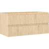 Mexen Rivel 100 cm Badezimmerschrank mit Waschbecken, 2 Schubladen, geriffelt, Eiche - 91A20-10047-2-BFF81