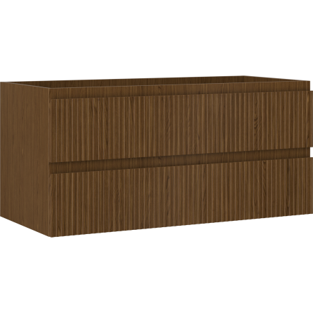 Mexen Rivel 100 cm Under-Sink Bathroom Cabinet, 2 Drawers, Fluted, Walnut - 91A20-10047-2-BFF86