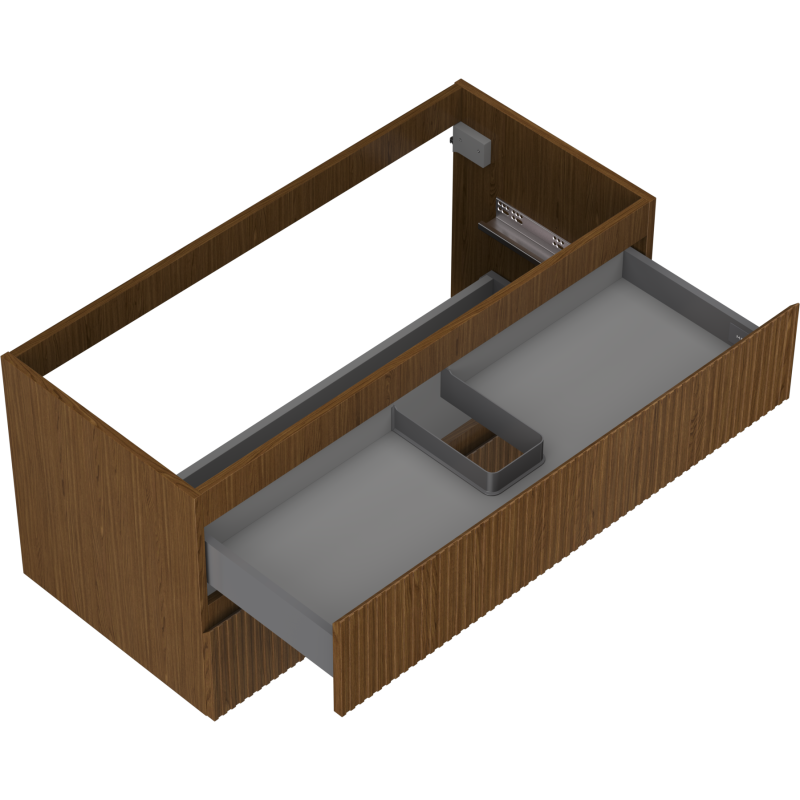 Mexen Rivel Badezimmer-Waschtischschrank 100 cm, 2 Schubladen, geriffelt, Nussbaum - 91A20-10047-2-BFF86