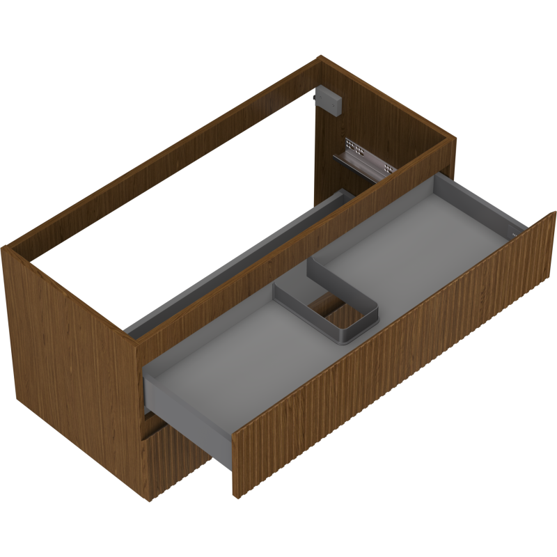 Mexen Rivel meuble de salle de bain sous lavabo 100 cm, 2 tiroirs, rainuré, noyer - 91A20-10047-2-BFF86