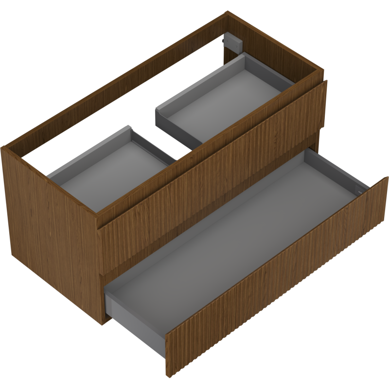 Mexen Rivel Badezimmer-Waschtischschrank 100 cm, 2 Schubladen, geriffelt, Nussbaum - 91A20-10047-2-BFF86