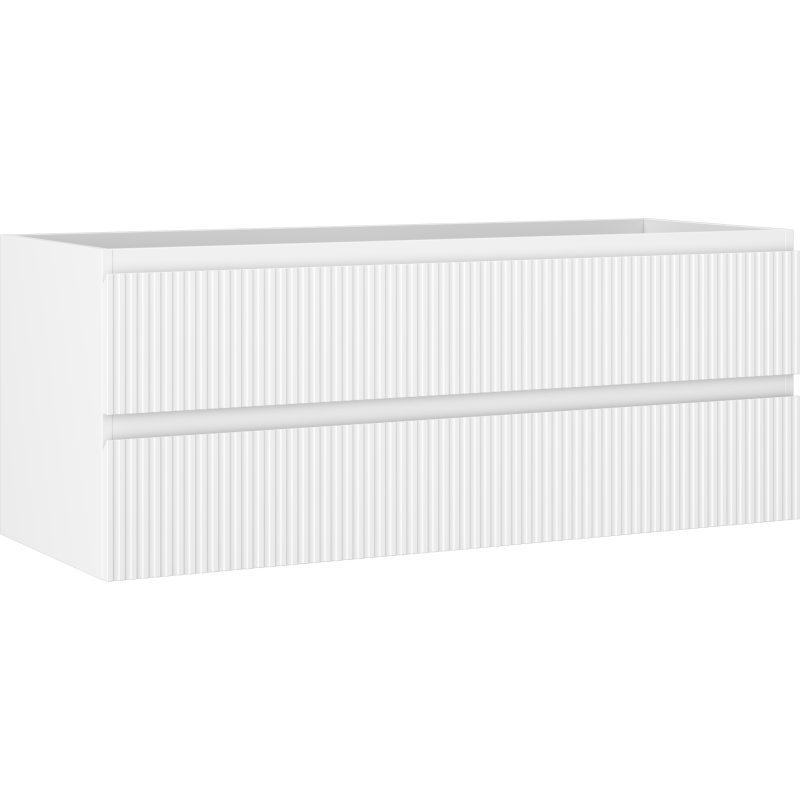 Mexen Rivel armário de casa de banho para lavatório 120 cm, 2 gavetas, canelado, branco mate - 91A20-12047-2-BFF01