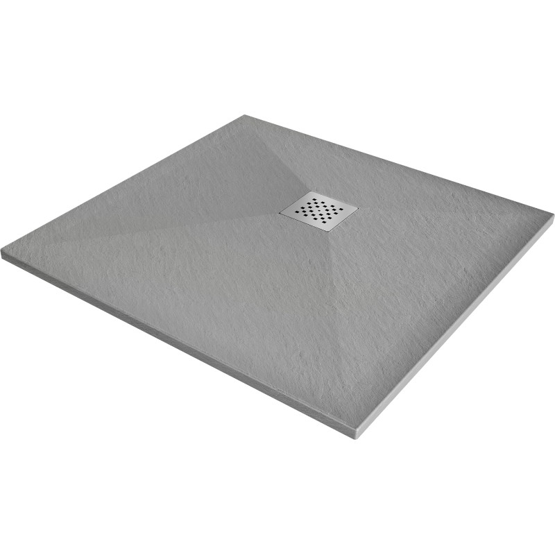 Mexen Stone+ composite square shower tray 100 x 100 cm, gray-concrete - 44611010