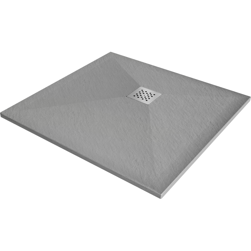 Receveur de douche carré en composite Mexen Stone+ 100 x 100 cm, gris-béton - 44611010