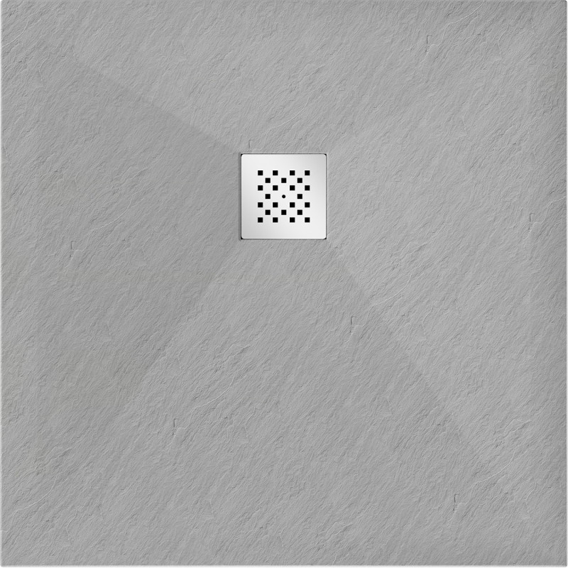 Mexen Stone+ composite square shower tray 100 x 100 cm, gray-concrete - 44611010