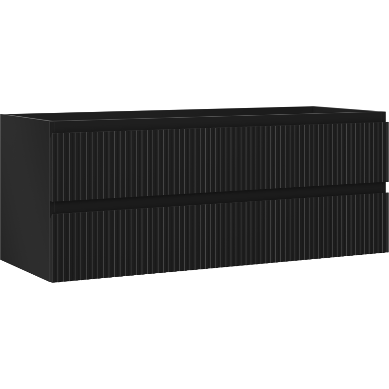 Mexen Rivel Badezimmerschrank unter Waschbecken 120 cm, 2 Schubladen, geriffelt, schwarz matt - 91A20-12047-2-BFF71