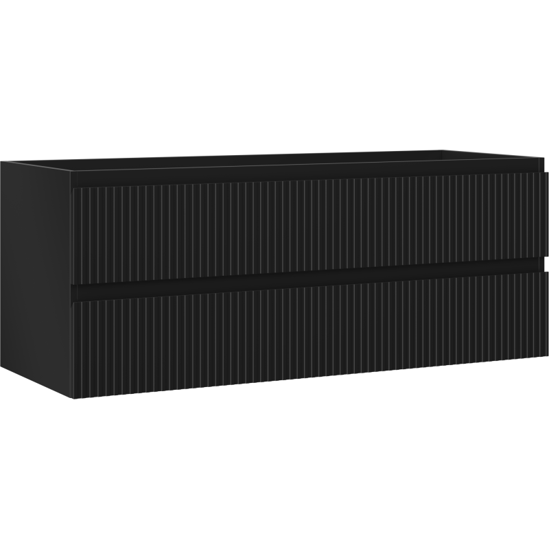 Mexen Rivel badrumsskåp under tvättställ 120 cm, 2 lådor, räfflad, svart matt - 91A20-12047-2-BFF71