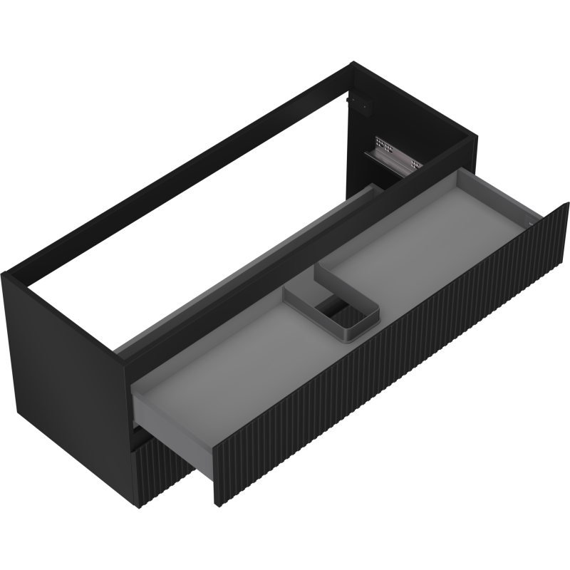 Mexen Rivel badkamerkast onder wastafel 120 cm, 2 lades, gegroefd, zwart mat - 91A20-12047-2-BFF71
