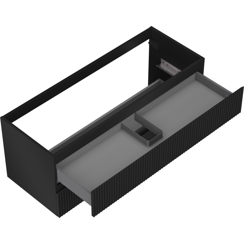 Mexen Rivel kylpyhuonekaappi pesualtaan alle 120 cm, 2 laatikkoa, uurrettu, musta matta - 91A20-12047-2-BFF71