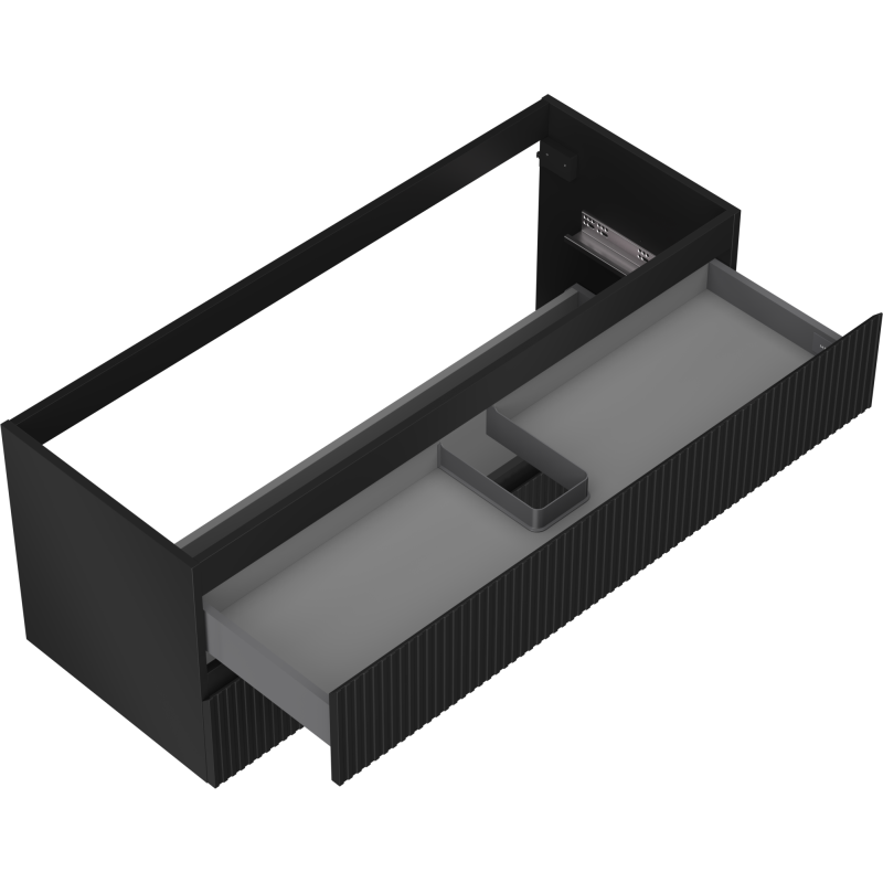 Mexen Rivel mobile bagno sottolavabo 120 cm, 2 cassetti, scanalato, nero opaco - 91A20-12047-2-BFF71