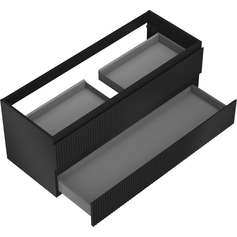 Mexen Rivel vannitoakapp valamu alla 120 cm, 2 sahtlit, sooniline, must matt - 91A20-12047-2-BFF71