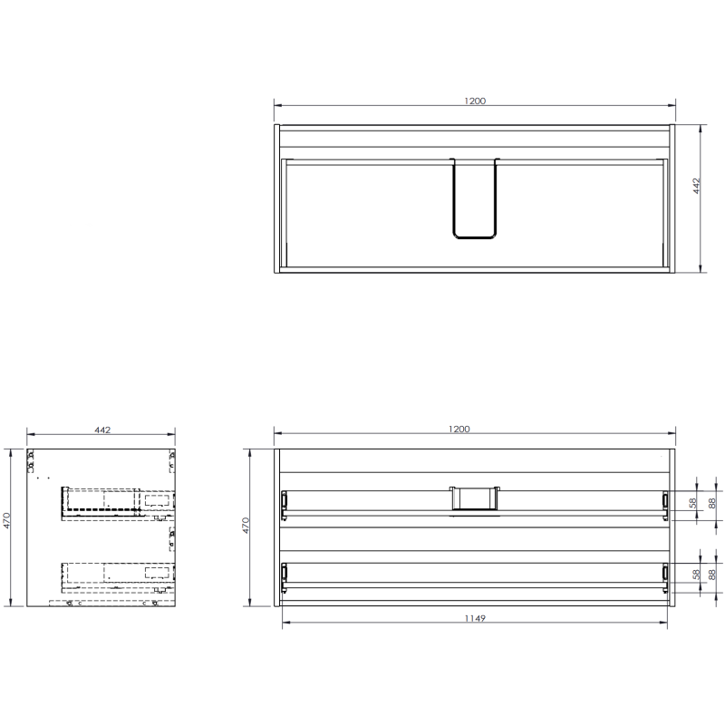 Mexen Rivel armário de casa de banho de 120 cm, 2 gavetas, ranhurado, carvalho - 91A20-12047-2-BFF81