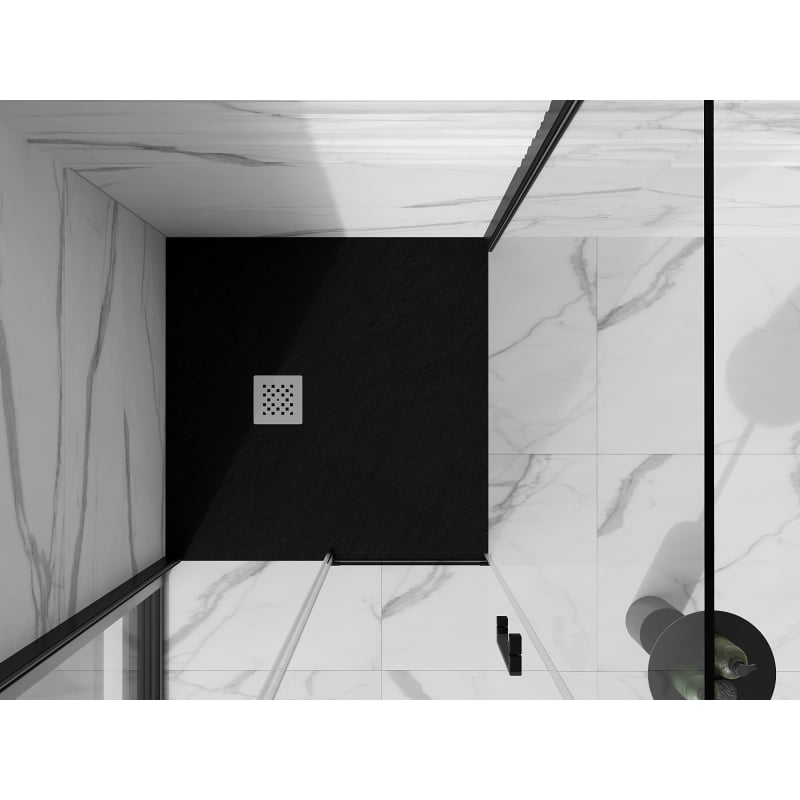 Mexen Stone+ composite square shower tray 70 x 70 cm, black - 44707070