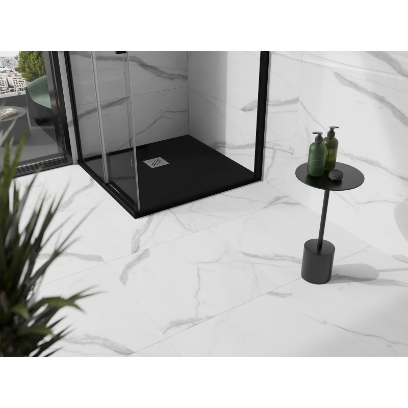 Mexen Stone+ composite square shower tray 80 x 80 cm, black - 44708080