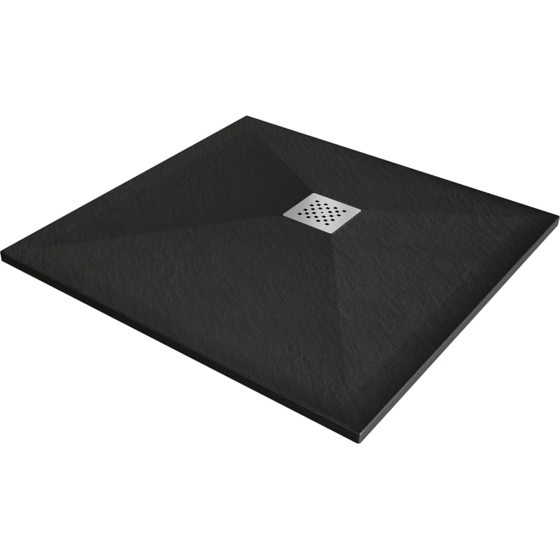 Mexen Stone+ composite square shower tray 80 x 80 cm, black - 44708080