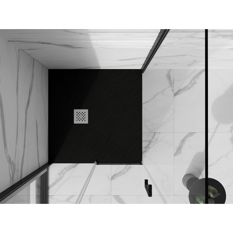 Mexen Stone+ composite square shower tray 80 x 80 cm, black - 44708080